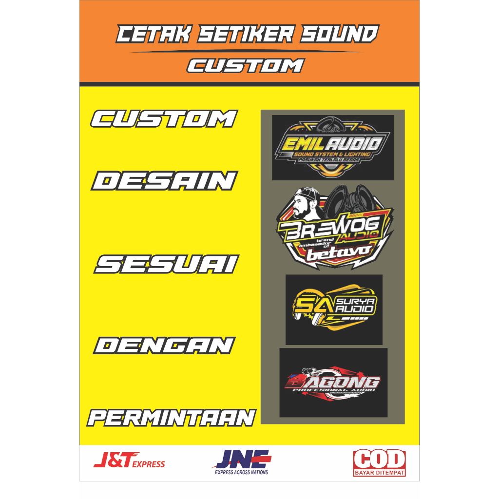 

Stiker AUDIO SOUND SYSTEM Custom Satuan Nama Suka Suka/Bisa Riquest Stiker Custom Stiker