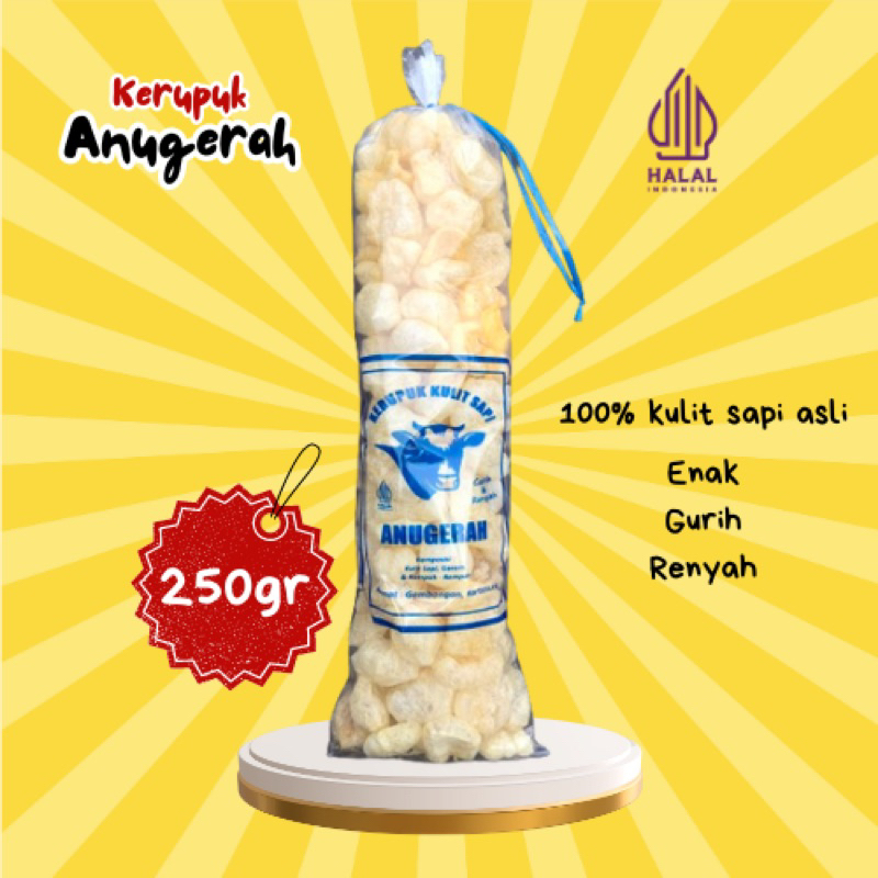 

1 Ball Super Jumbo Kerupuk Kulit Sapi Gurih Renyah Halal Rambak Kulit - 250gr