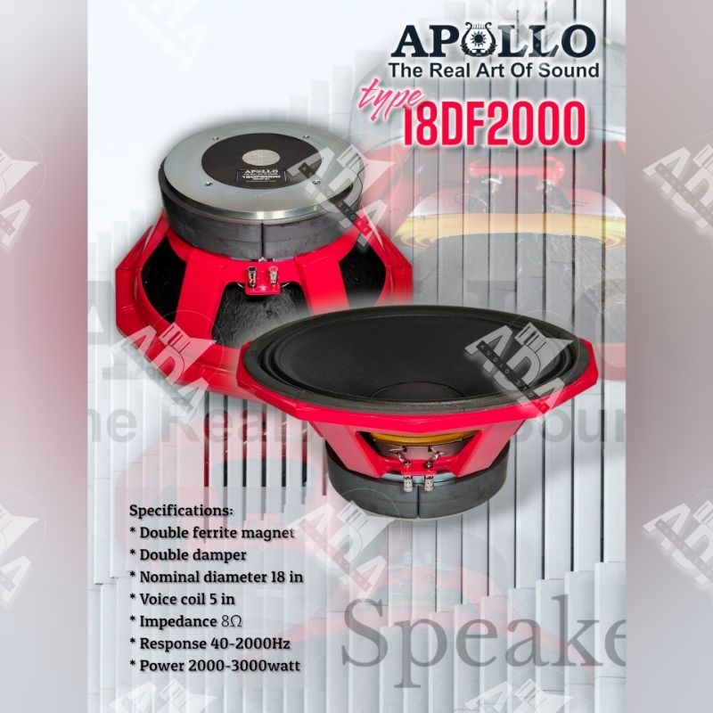 Komponen Speaker 18 IN APOLLO 18DF2000 DF2000 DF Double Damper DM Double Magnet 2000W VC5