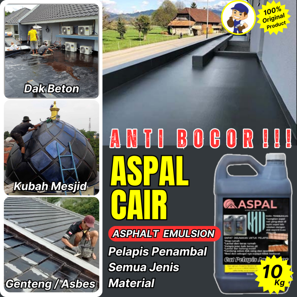 ASPAL CAIR 10 KG aspal waterproofing & Jalan / Cat pelapis anti Rembes anti bocor Kolam Waterproofin