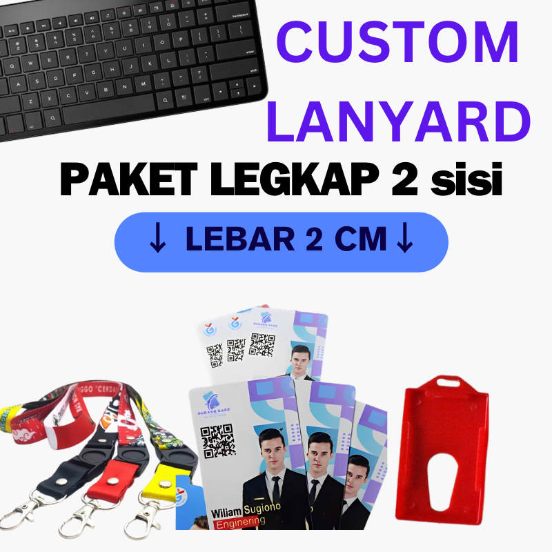 

TERMURAH Cetak Lanyard 2cm satu paket, cetak idcard 2 muka & Cassing min order 10pcs