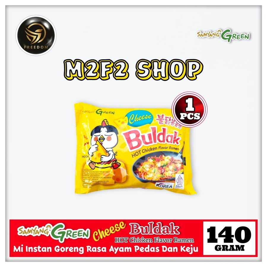 

Samyang Green Buldak Hot Chicken Flavor Ramen Cheese | Mie Instant Goreng Rasa Ayam Pedas Dan Keju | Bag - 140 gr (Kemasan Satuan)