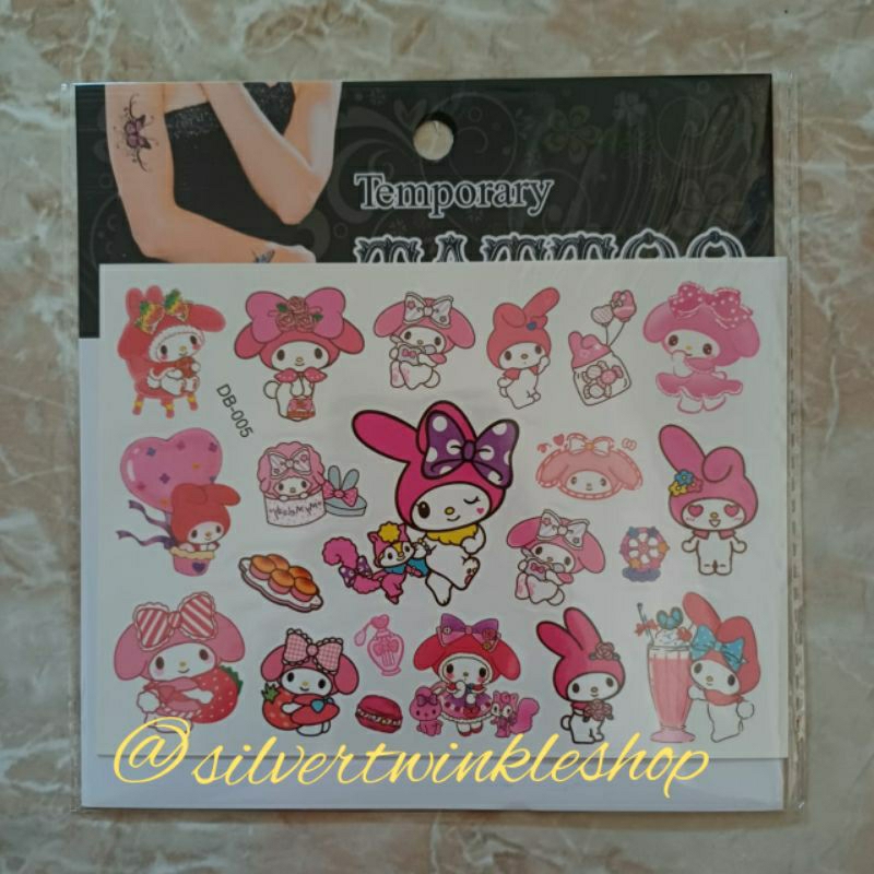 Mainan edukasi anak tato temporer gambar sanrio my melody tatoo tattoo body paint painting tubuh ker
