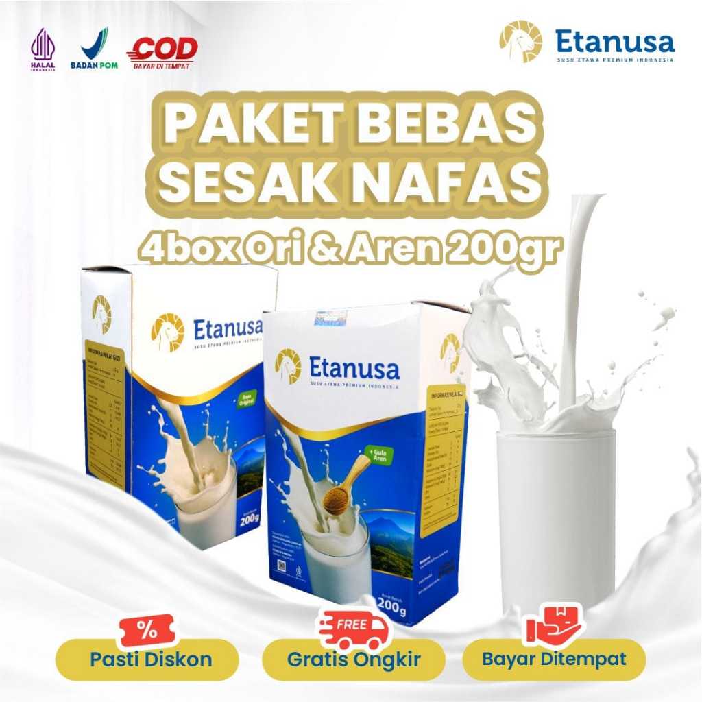 

PROMO 4 BOX - Etanusa Sachet Susu Rendah Lemak Rasa Gula Aren Manis Alami