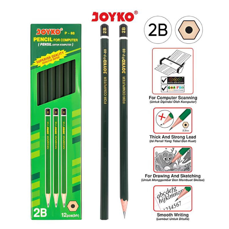 

Pensil JOYKO 2B P-88 Hijau (12pcs/pack)