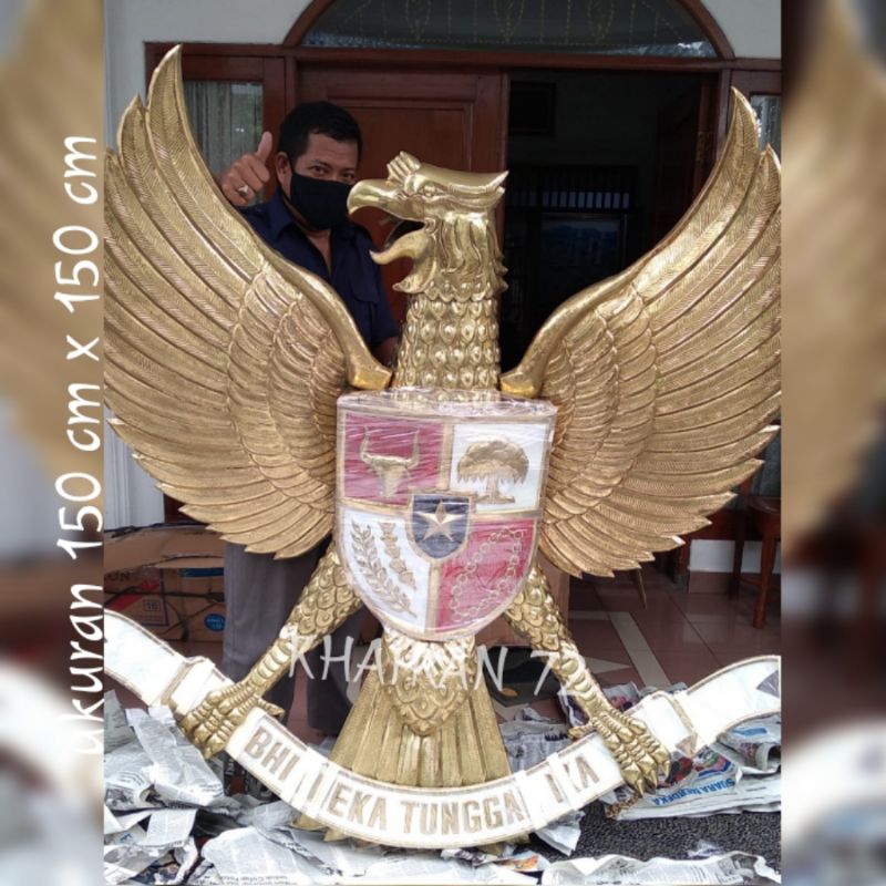 patung lambang garuda pancasila ukuran 1,5 meter bahan kuningan
