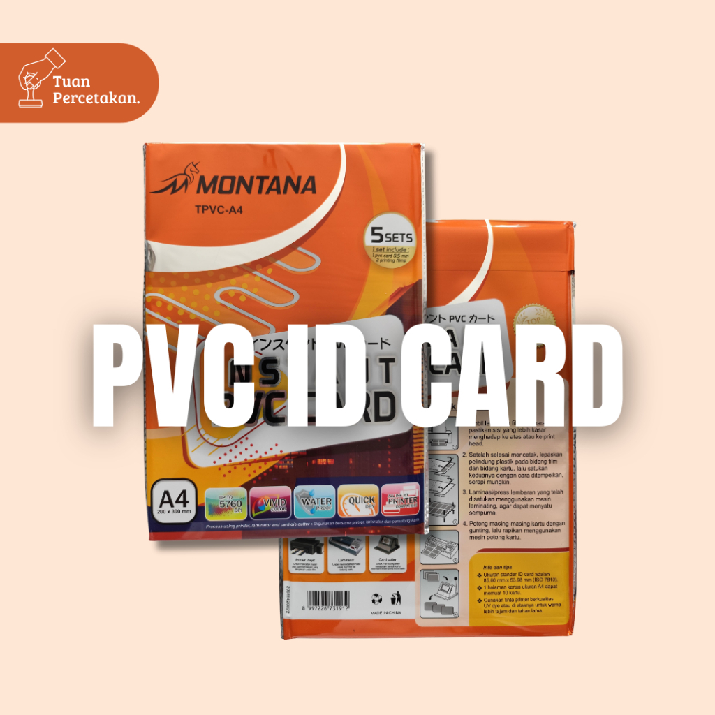 

5 Sets Kertas PVC Bahan ID Card | Montana Instant PVC Card | Ukuran Kertas A4 200 x 300 mm