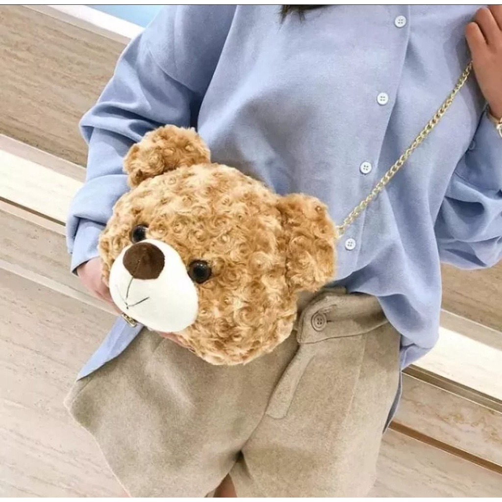 Tas Selempang Kepala Teddy Bear