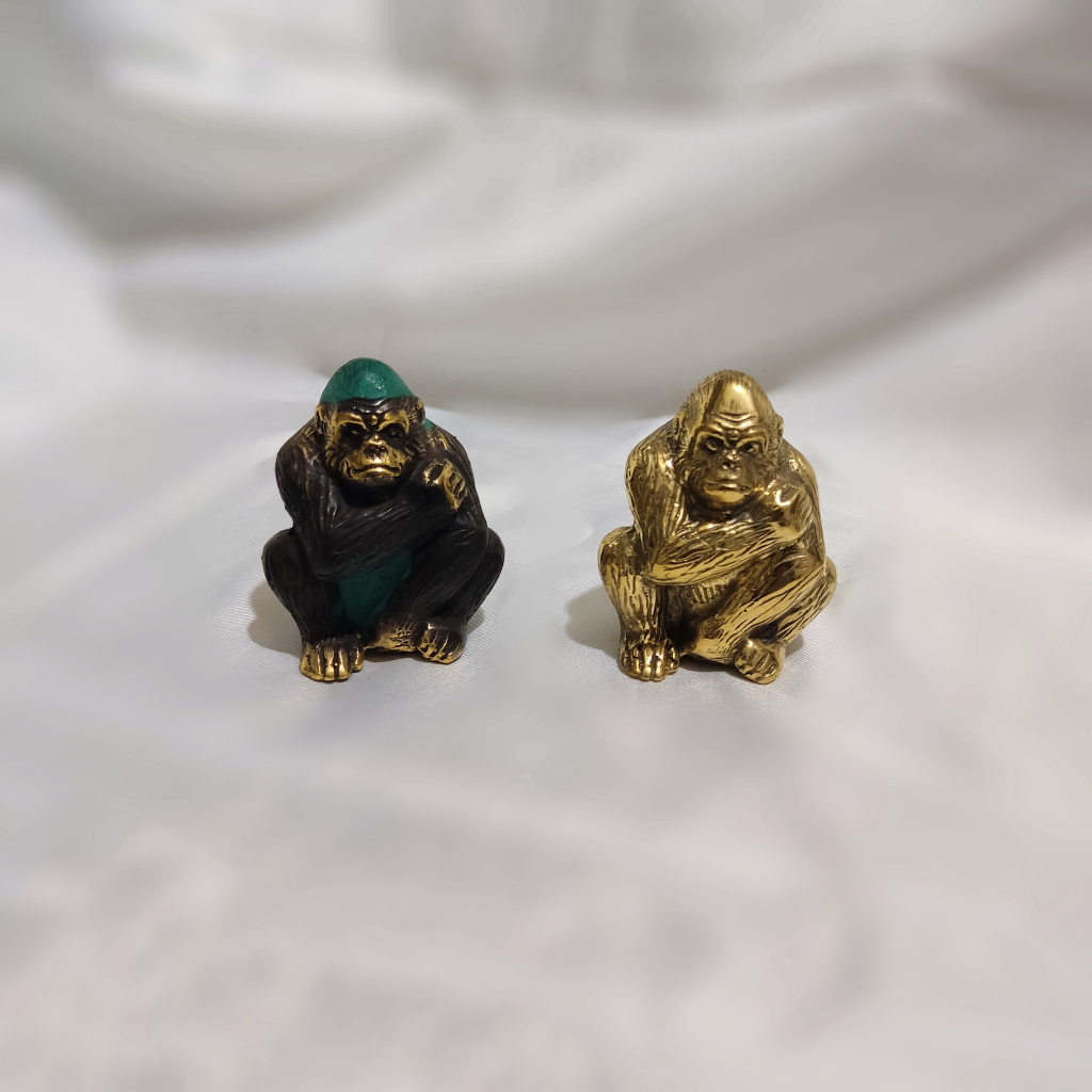 Patung Kera Bahan Kuningan Shio Monkey Brass Statue Gorila Kecil Dekorasi Pajangan Hiasan Unik Patun