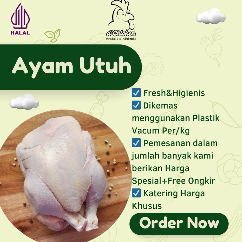 

Ayam Potong d’Chicken Ayam Karkas-Ayam Karkas Utuh 0.9-1.2