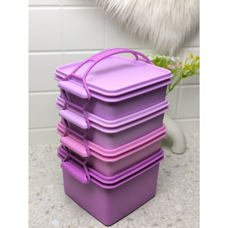 SALE  RANTANG 4 SUSUN LENGKAP FREE - DOUBLE SWEET UNGU TUPPERWARE