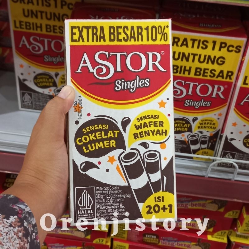 

Astor Singles Wafer Coklat Box 20+1Pcs 15gr cemilan enak snack viral