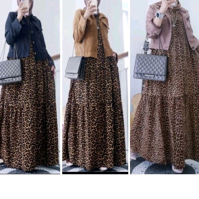 Gamis Motif Jumbo Setelan Overall Cardigan