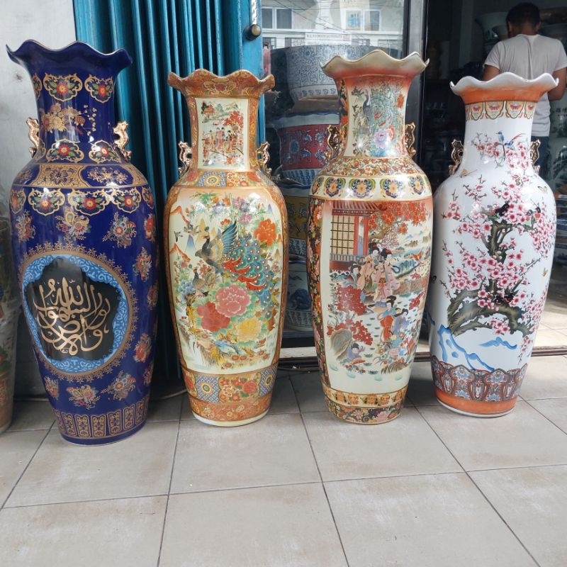 1 pc guci keramik tinggi 90 cm keramik/Vas guci import HARUS TAMBAH PACKING KAYU