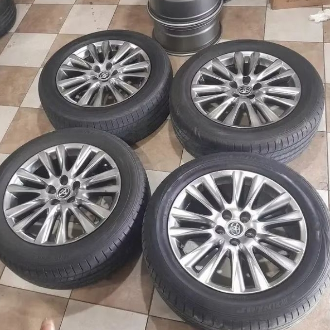 VELG TOYOTA HARIER ORIGINAL COPOTAN RING 18 PCD 5X114 R18X7,5 ET45 + BAN 235 55 R18 DUNLOP