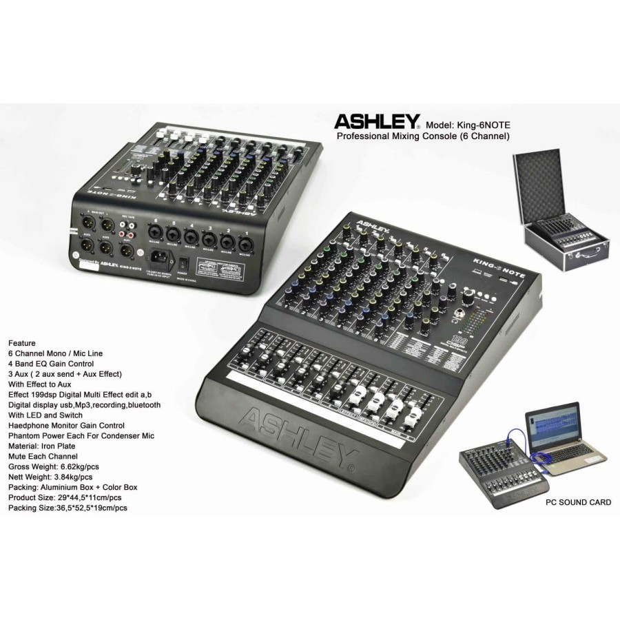 Ashley King 6 NOTE | Ashley king 6 note audio mixer 6 channel Original Garansi Resmi