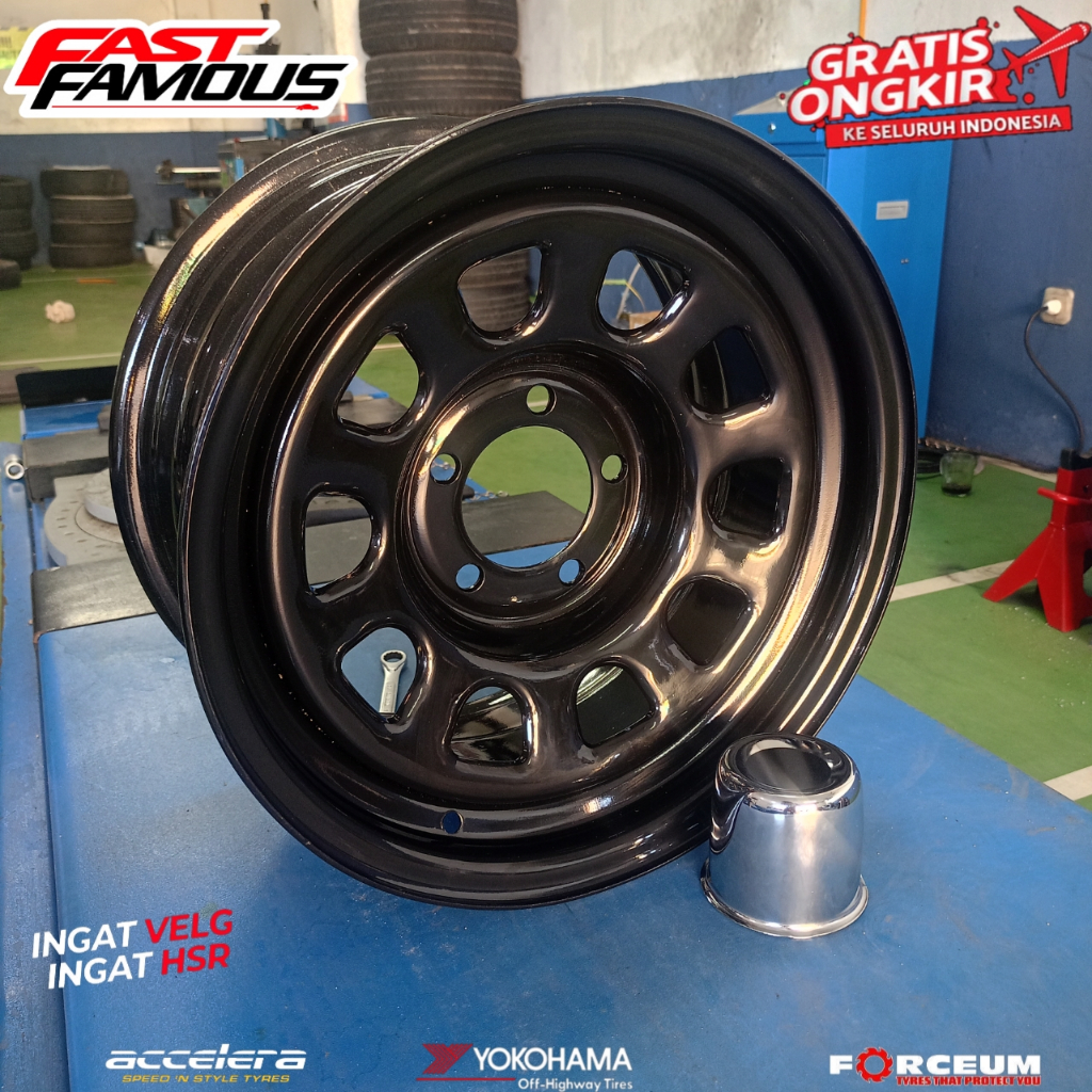 Velg kaleng daytona mokupo r15 baut 5x114 lebar 8 rata bisa untuk Rush, Terios,Hilux single dll