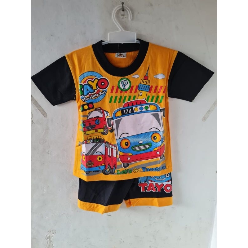 Kaos Setelan Anak Usia 2-10 Tahun Gambar BUS KECIL TAYO 3