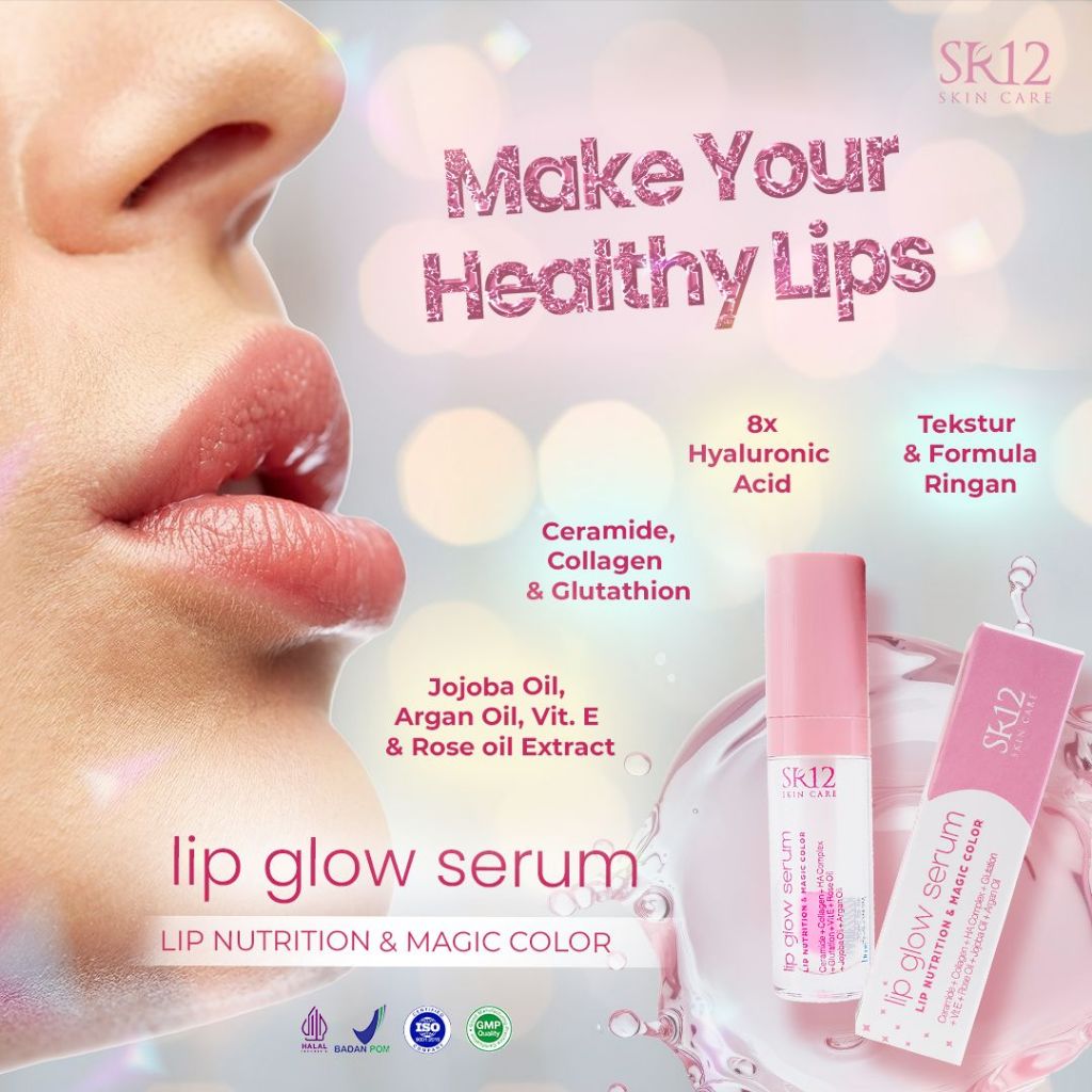 Lip Glow Serum SR12 BPOM – Serum & Pelembab Bibir | Tampilan Bibir Pink Alami