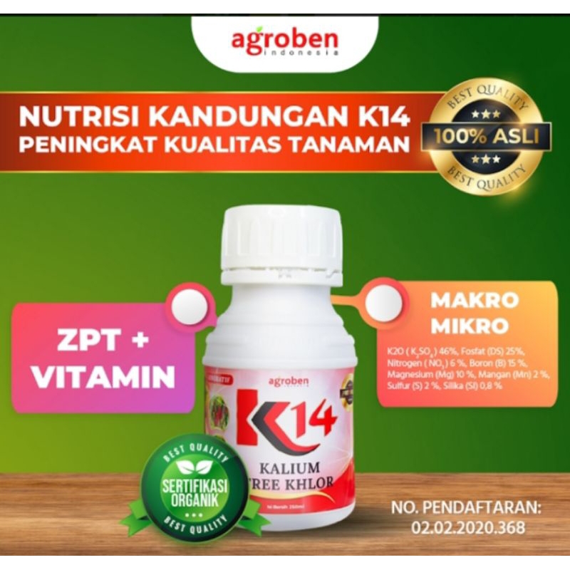 Pupuk Pembesar Buah Dan Umbi K14 Agroben 250 ML