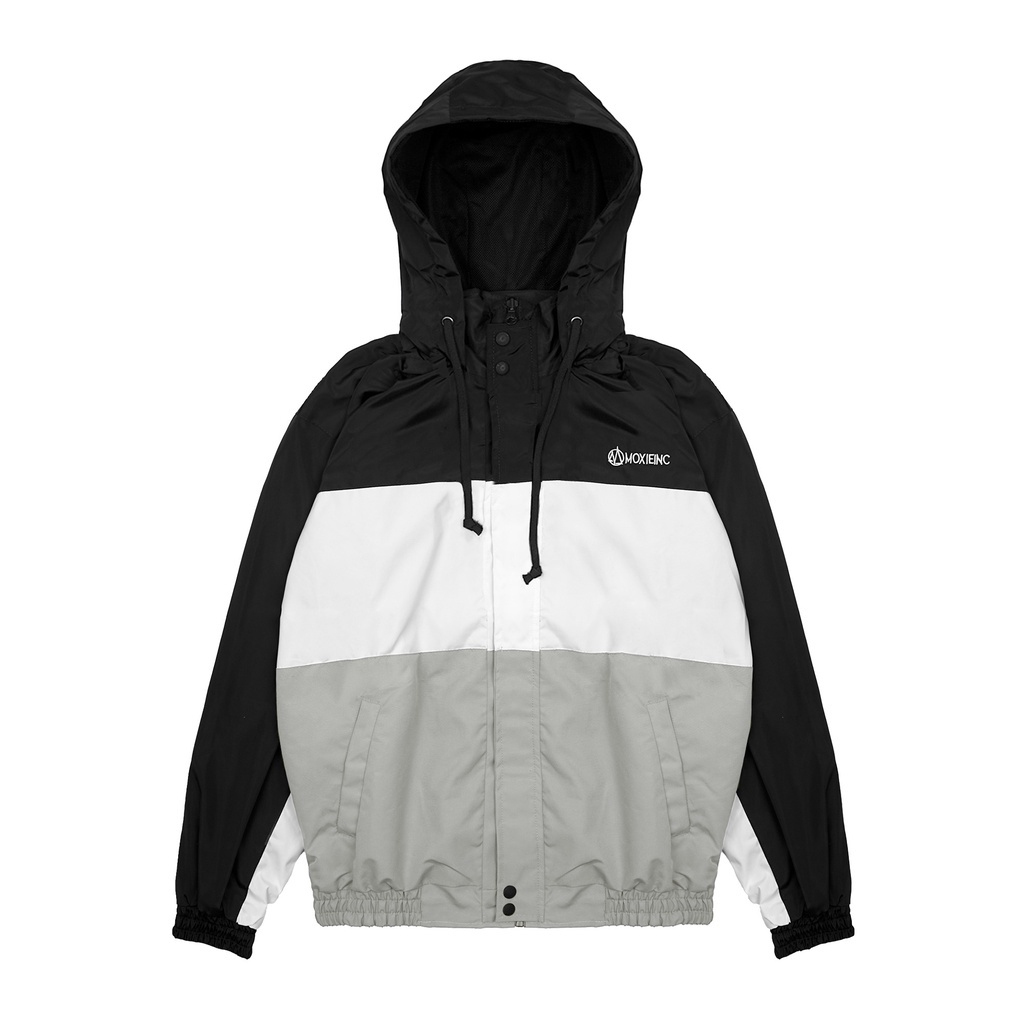Moxie Store Jacket Color Block Track Suit Hoodie - Black,White & Grey