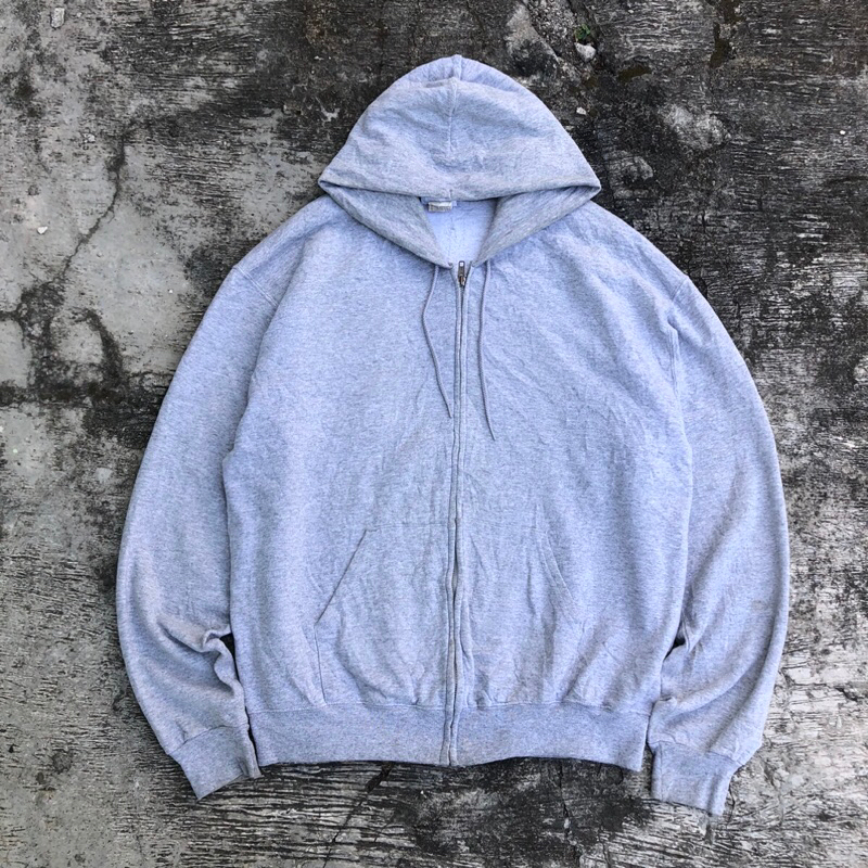 jaket jumper jemper Zip hoodie champion basic abu abu #htxhd28 original brand asli ori murah