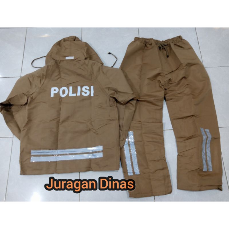 Jas Hujan Polisi Coklat Setelan Jatah POLRI / Jas Hujan Polisi Setelan / Jas Hujan Polisi Original /
