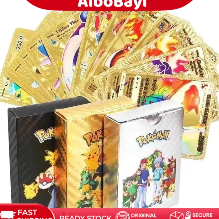 Ready Ekonomis  1ORICOD 2755PCS Kartu Pokemon Emas 1 Box Asli Bahan Metal Pokemon GoldSilverRainbow 