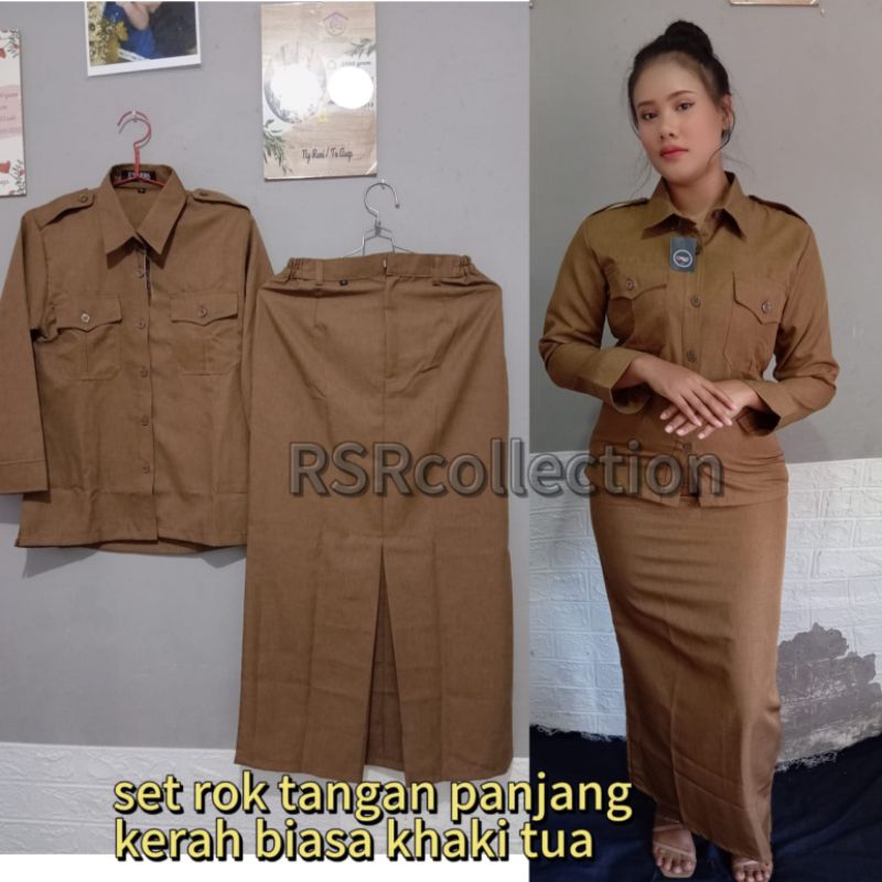 setelan seragam PNS khaki tua/seragam PNS khaki muda wanita/seragam kerja GURU wanita/seragam ASN kh