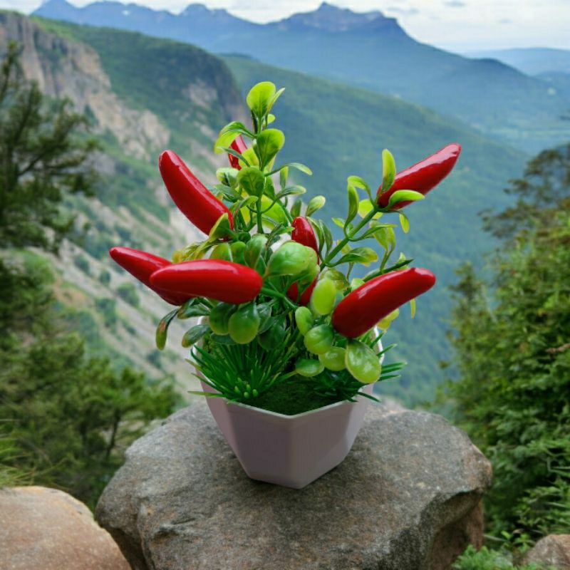 tanaman hias bunga hias pelastik pot . artificial flower decoration