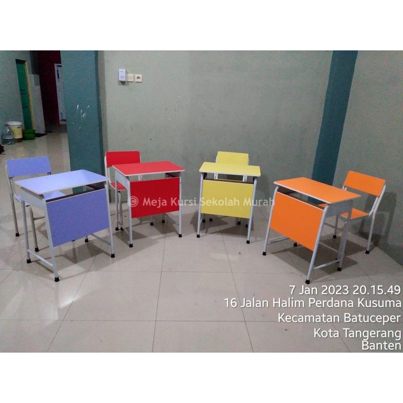 1 Set Meja Kursi belajar sekolah SD SMP SMA Bangku Sekolah Meja Siswa Kursi Bimbel