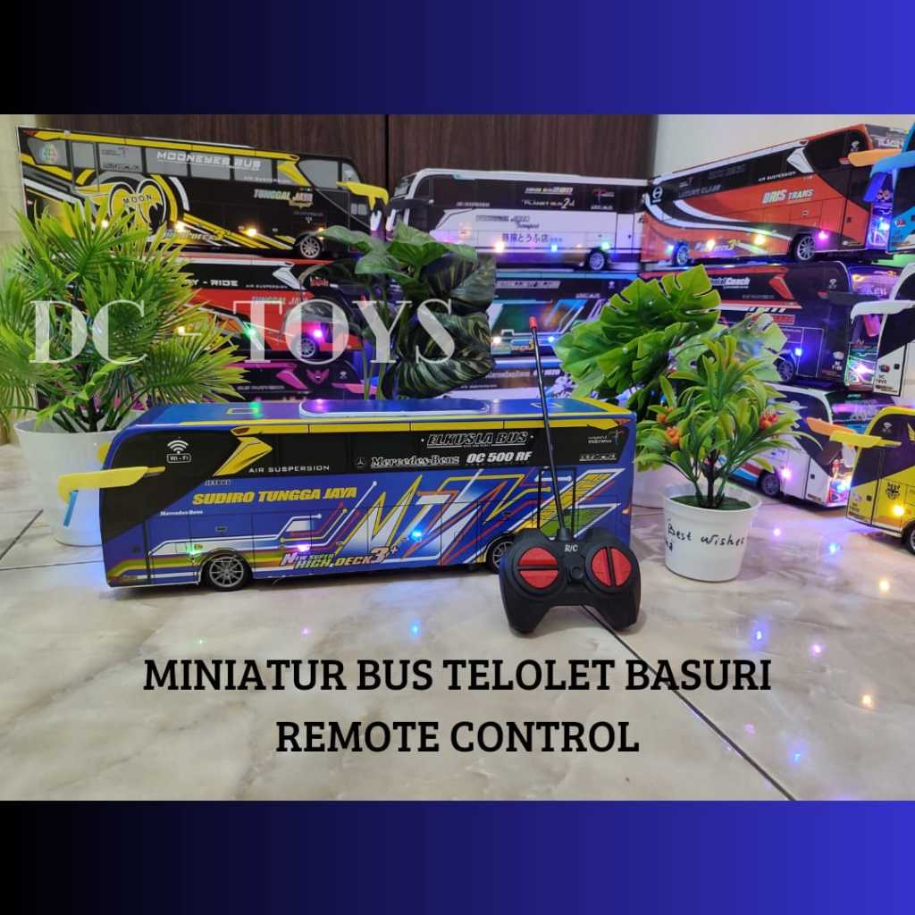 MINIATUR BUS TELOLET BASURI REMOT CONTROL DRAKA FULL LAMPU
