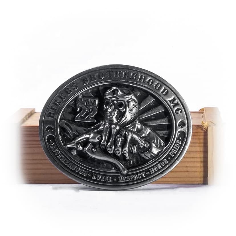 Buckle Kepala Ikat Pinggang Brotherhood 27, dogdag metalworks, biker, skull, tengkorak, motor