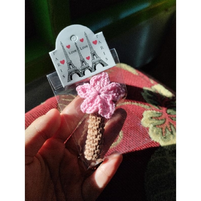 

topper pensil bunga rajut bunga sakura cantik dan lucu