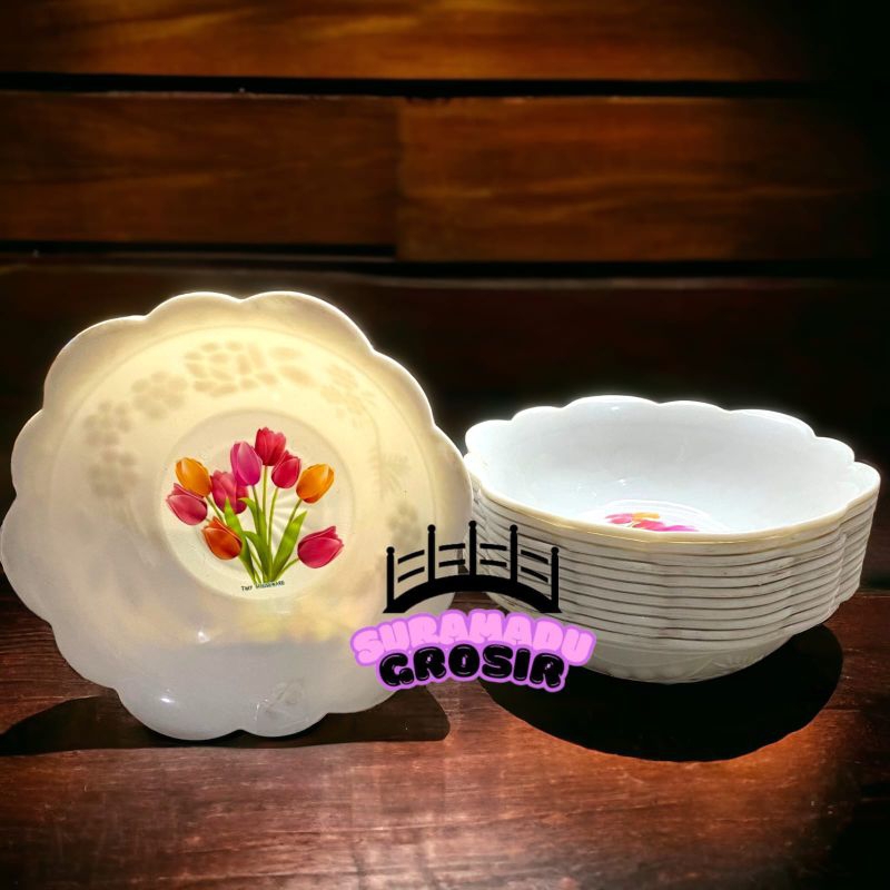 FLASH SALE CUCI GUDANG Mangkok bunga tulip plastik gelombang besar tangkai daun