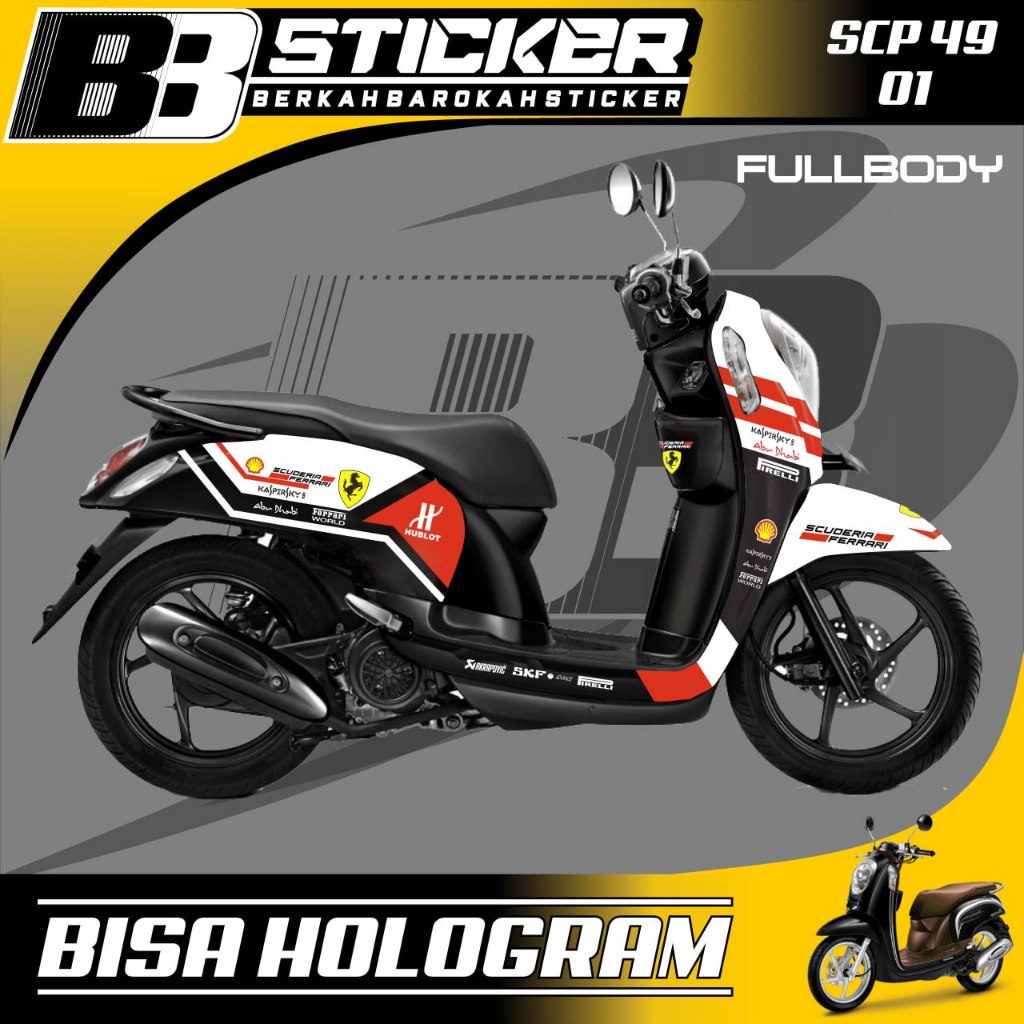 Decal Scoopy BISA HOLOGRAM Full Body Full Blok Dekal Sticker Scoopy FI 2013 2014 2015 2016 Scp 49