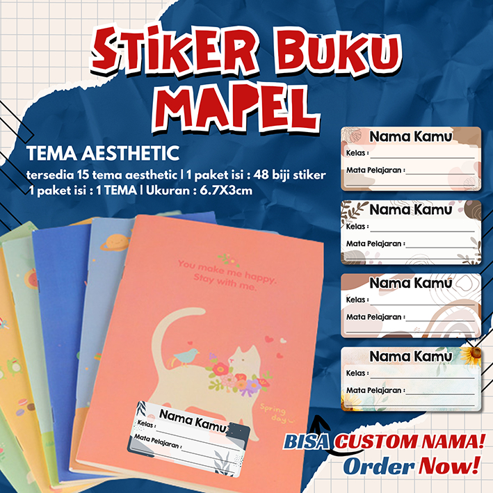 

STIKER BUKU CUSTOM NAMA | STIKER MAPEL | TEMA AESTHETIC