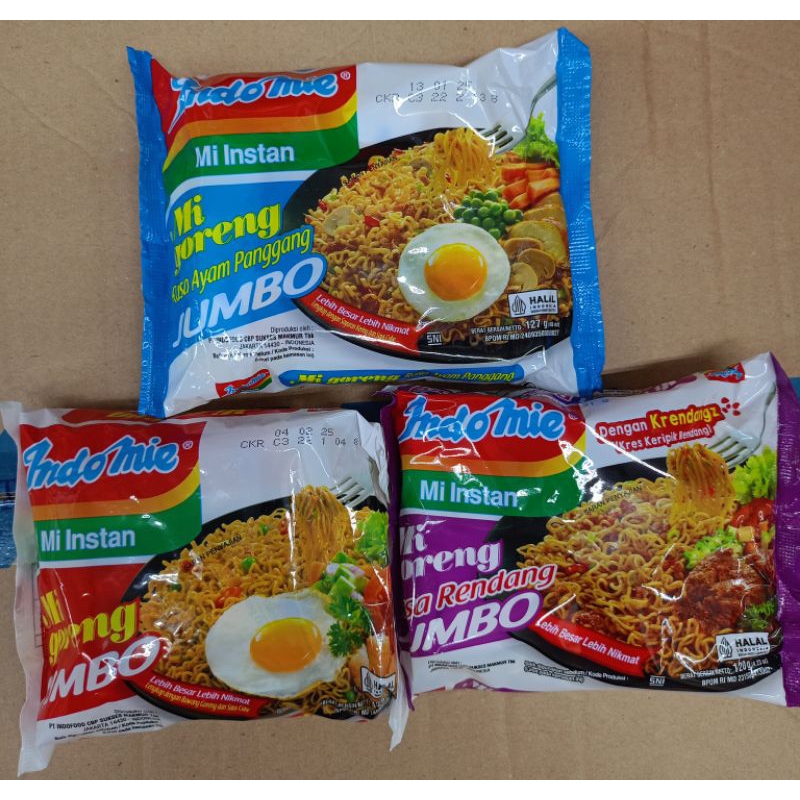 

Indomie goreng Jumbo spesial/ayam panggang/Rendang 2x120gr