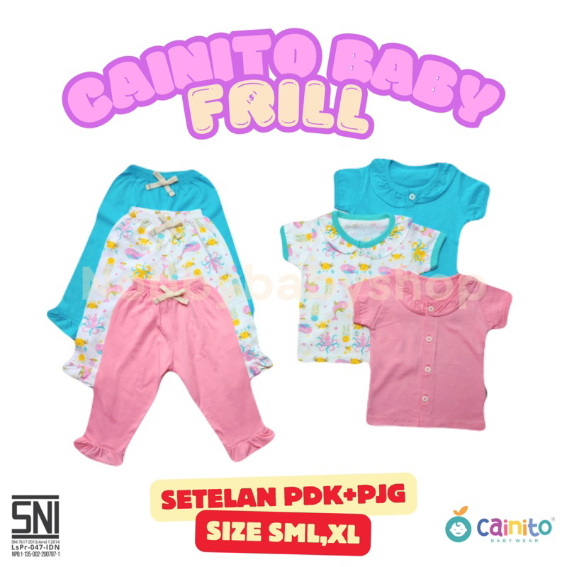 CAINITO BABY WEAR - Ew Girl - Setelan Pendek Celana Panjang Frill Size SML XL