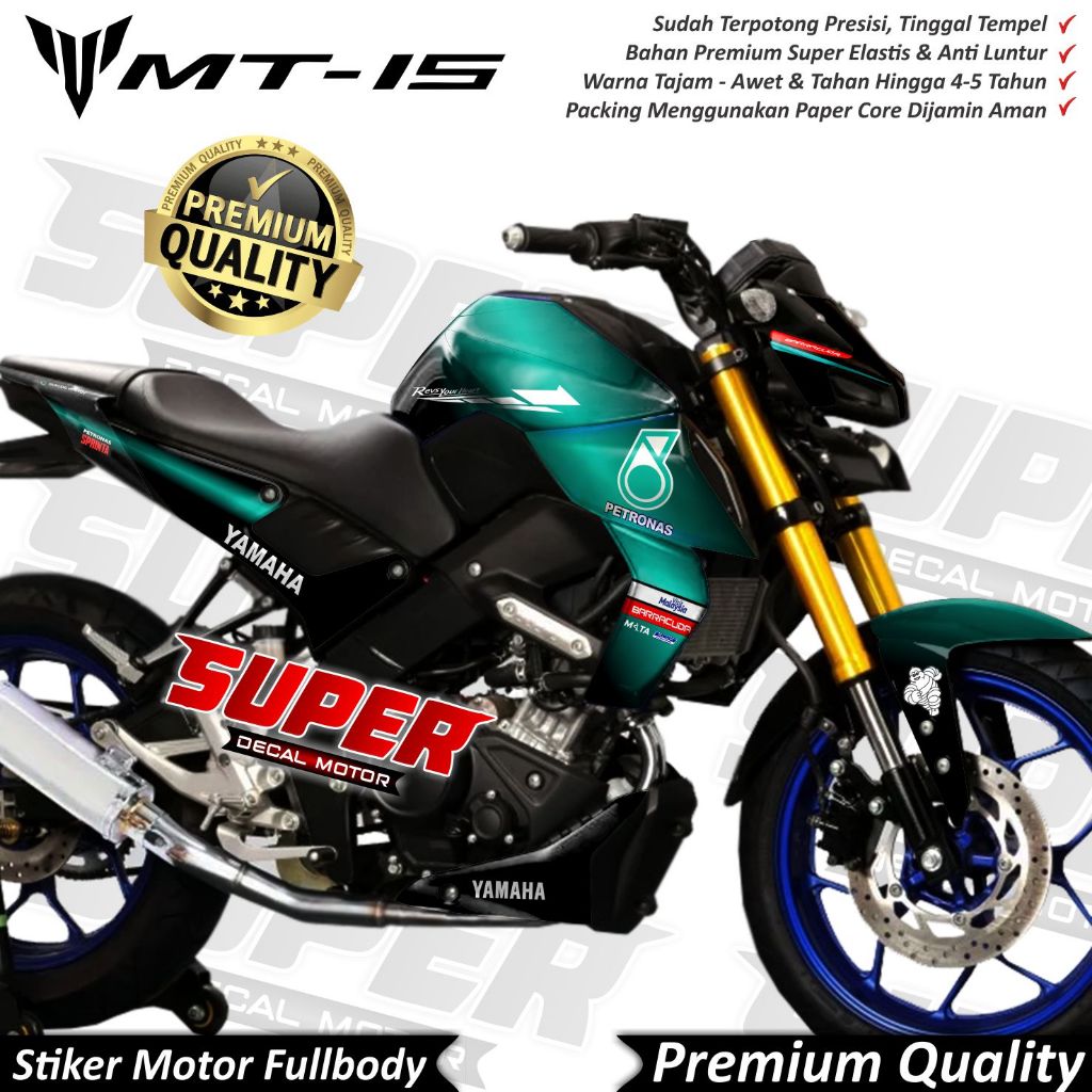 Stiker Decal Motor Yamaha MT 15 Full Body Variasi Petronas
