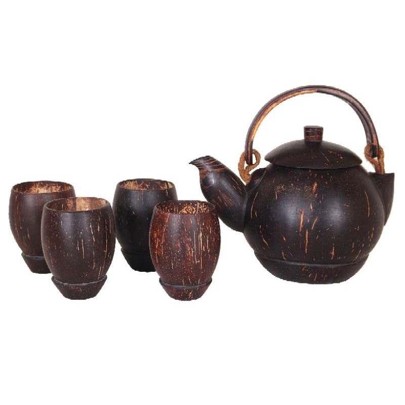 Teko Batok Kelapa Paket Teko Poci Ceret Gelas wadah tempat air minum kopi Teh satu set Tempurung bat