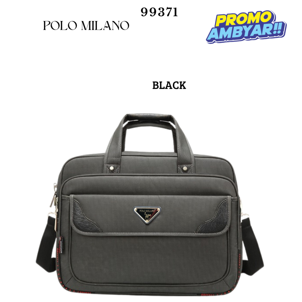 Polo Milano Tas Kantor Laptop Tutup Selempang Tenteng Multi Fungsi 99371 Original Black
