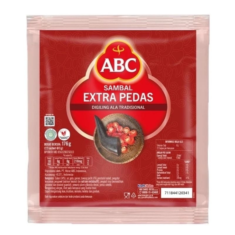 

ABC Saus Sambal Extra Pedas Isi 22 Sachet