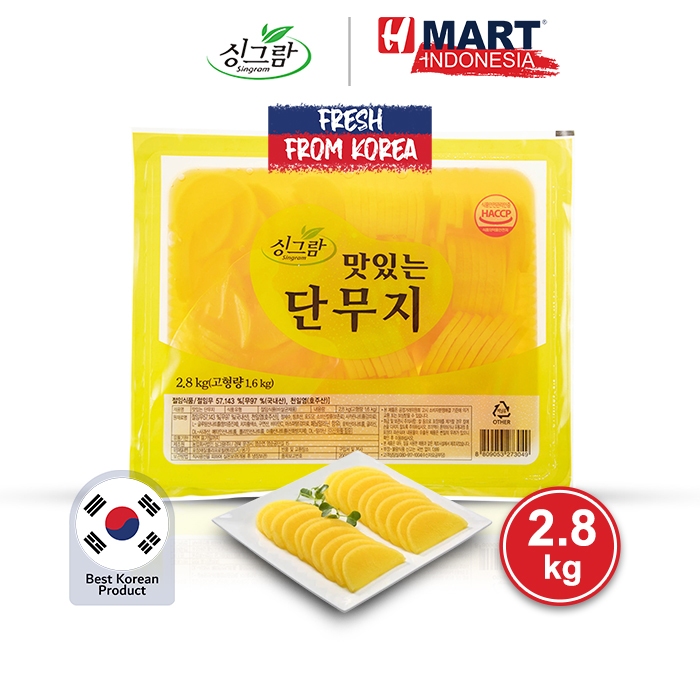 

Singram Danmuji Pickled Half Sliced - Acar Lobak Kuning Korea 2.8kg