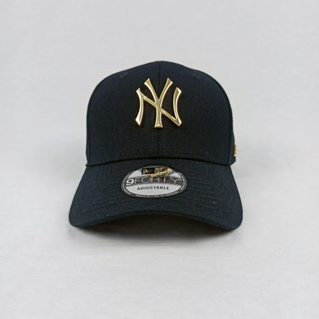 Topi NY New York Black Plat Metal Gold Baseball Cap