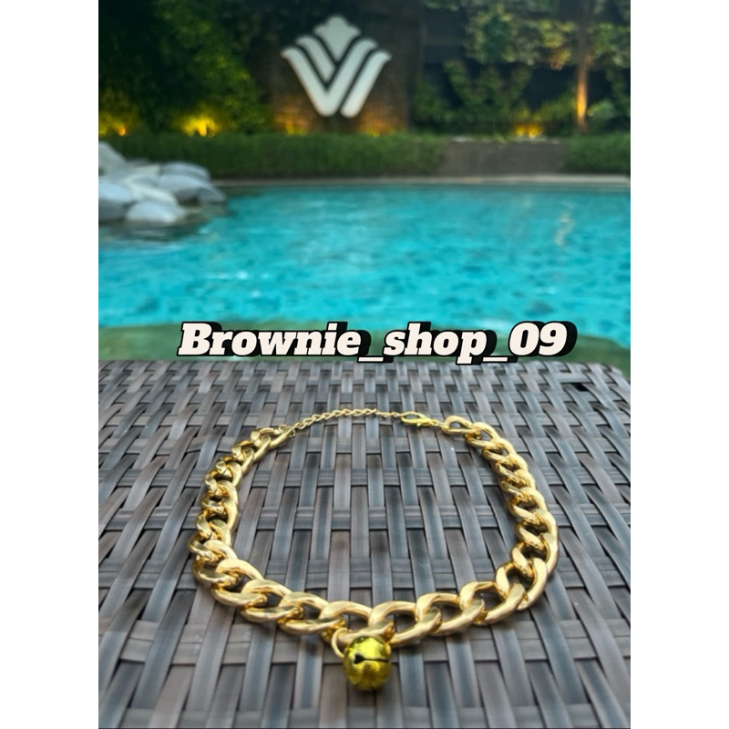 Kalung kucing rantai gold dilengkapi lonceng / lonceng kalung kucing
