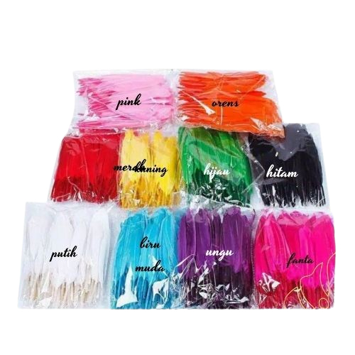 Bulu ayam warna warni kostum karnapal pentas /ISI 50 Bulu Ayam Warna / Bulu Ayam / Hiasan Bulu Ayam