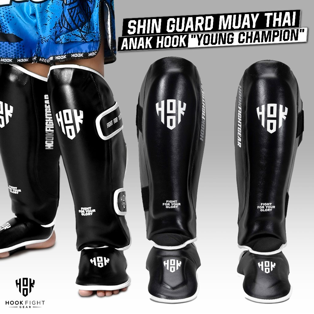 Shin Guard Muay Thai Anak Hook Pelindung Kaki Muaythai Kid Deker Kickboxing Shin Pad