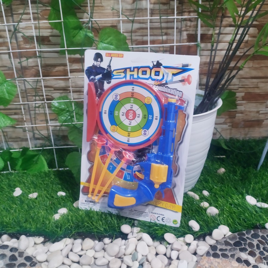 Mainan pistol revolver dart target anak laki laki