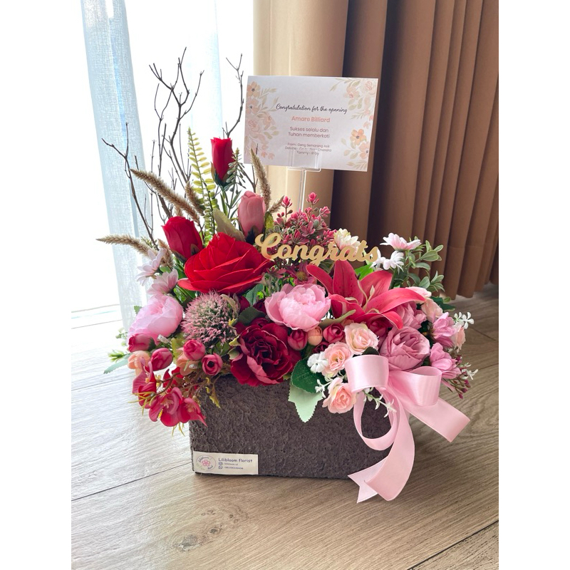 bloom box artificial flower bouquet - buket box semarang murah - flower box bunga palsu - kotak hadi